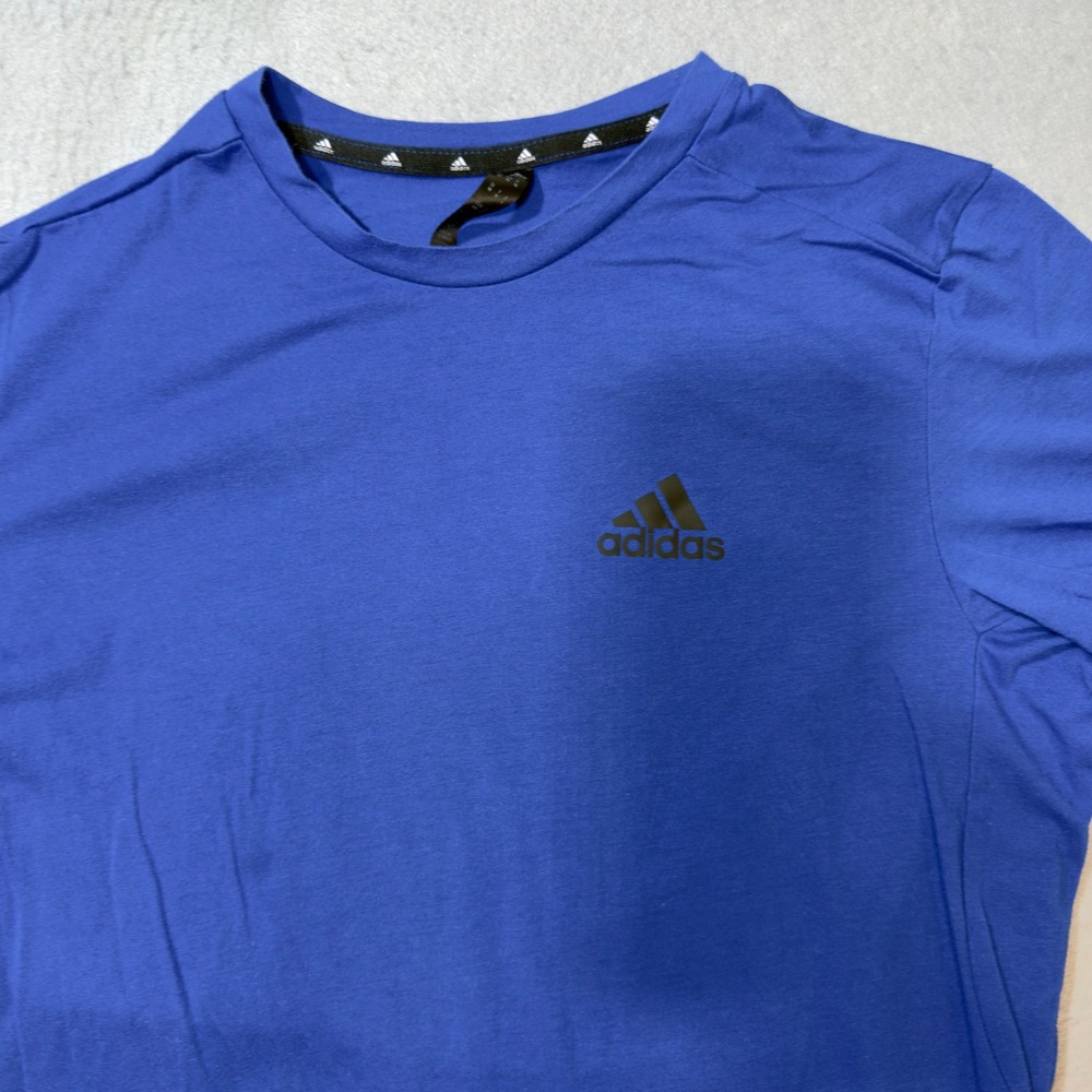 Adidas T-Shirt Mens Medium Blue Excellent AEROREADY Logo Short‎ Sleeve Tee